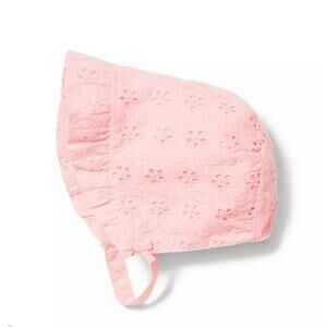 NEW Janie &‎ Jack Pink Eyelet Hat Ruffle Size 12 to 18 month